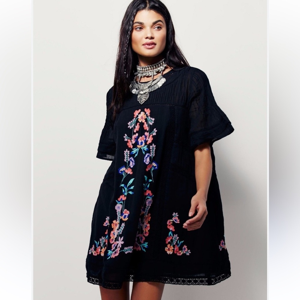 Free People embroidered mini boho dress
